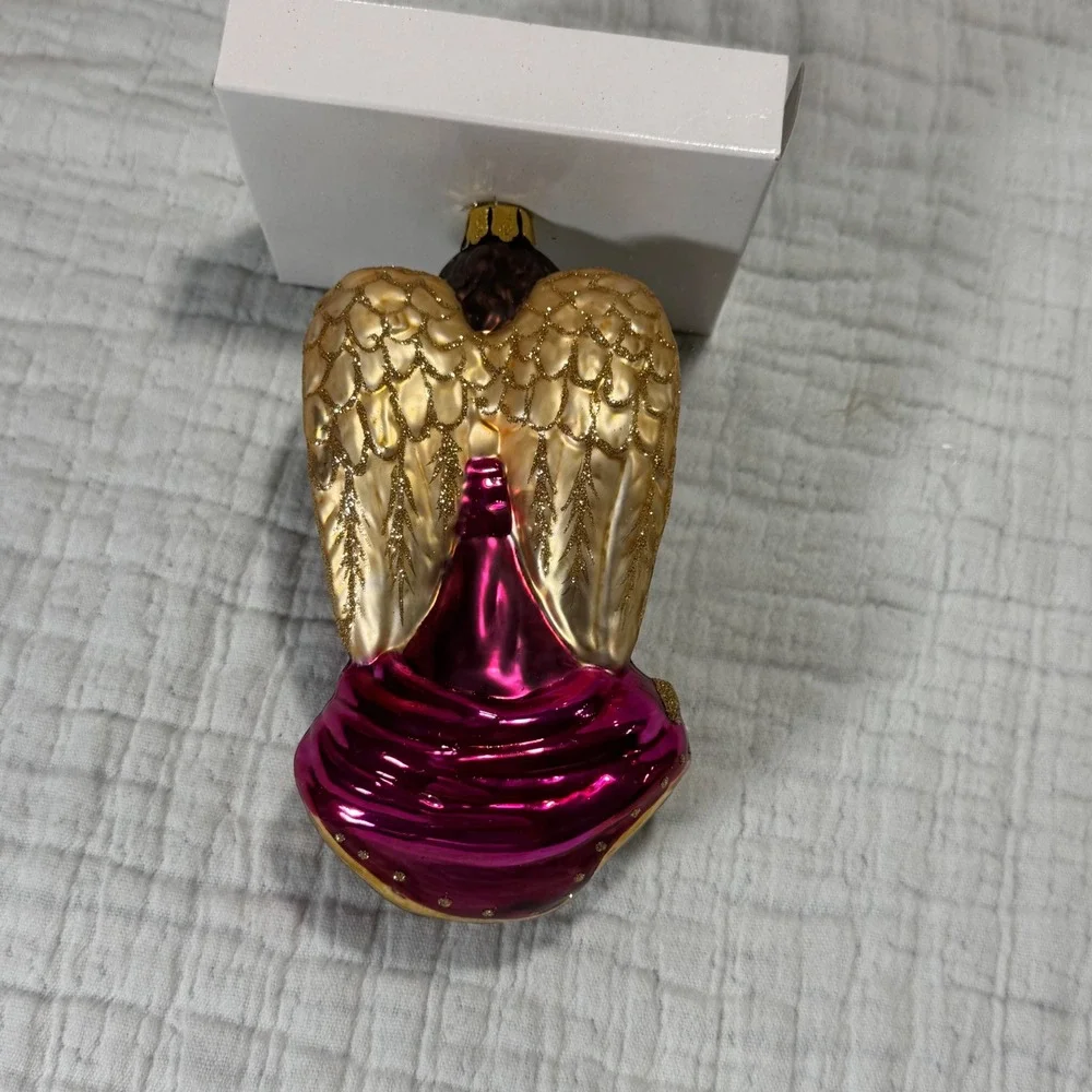Vintage Brass Key‎ Large Glass Ornament Classic Angel Christmas Treasures